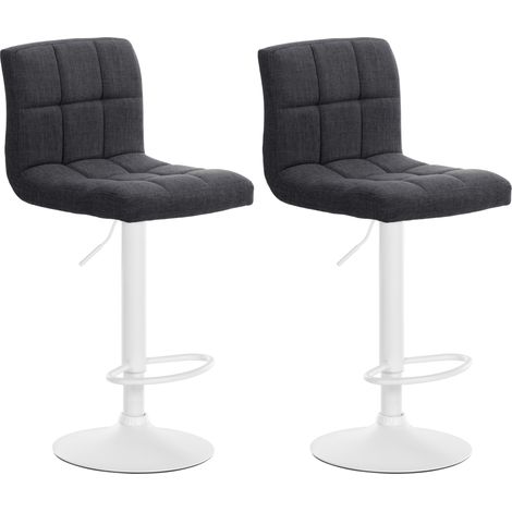 Set di 2 sgabelli da bar in tessuto Calma grigio scuro Metallo bianco opaco