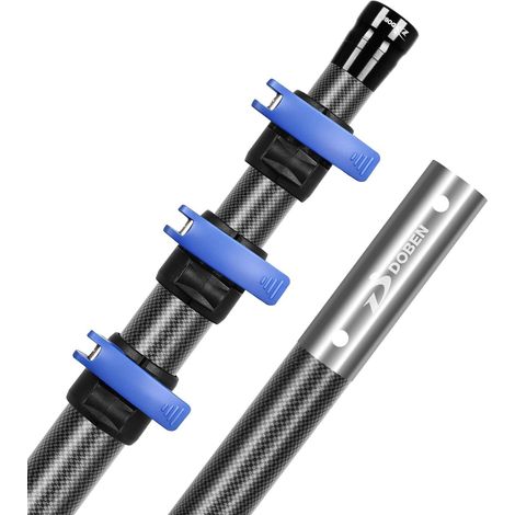 Perche Télescopique pour Piscine Fibre De Carbone 1,14-3,65 m, Manche Telescopique Est Très Résistante Et Stable, Barre Epuisette Piscine, Brosse, Tête d'Aspirateur - 3,65 m (1,14 – m) (1/5)