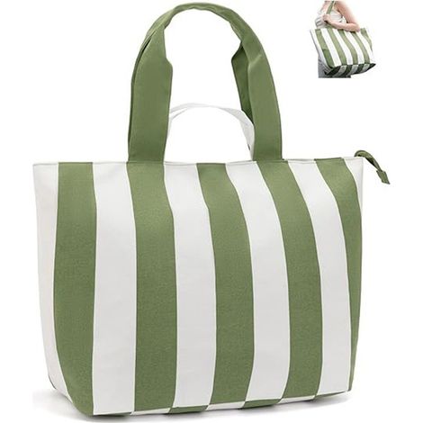 sac plage de plage en toile 50L pour femme, avec fermeture éclair bandoulière la piscine et le week (1/5)