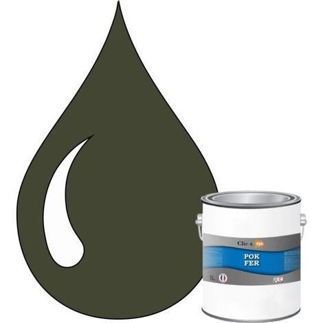 Peinture - POK - Fer Antirouille - Glycérophtalique - 1L - Vert olive (1/4)