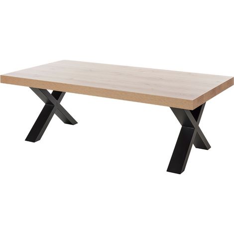 Table Basse Aspect Bois finition Hudson Oak Piètement X Métal Noir - HUDSON (1/4)
