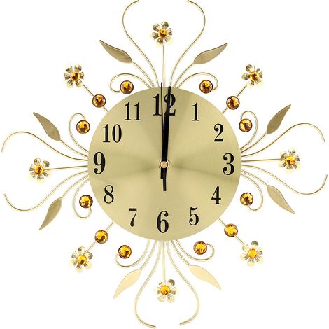 Horloge murale créative en fer de style européen en forme de fleur, à suspendre en forme de diamant (1/5)