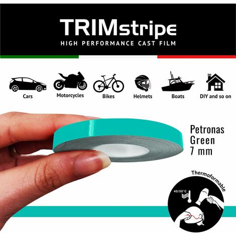 Trim Stripe Strisce Adesive per Auto, Verde Petronas - Dimensione: 7 MM X 10 MT