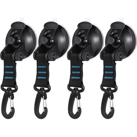 4 Stück Saugnapfanker mit Befestigung des Verzurrhakens, Saugnapf Haken Auto, Seitliche Zelte Auto Zubehör Campingplane (Blau) (1/5)