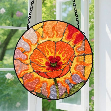 Suspension en vitrail - Attrape-soleil minimaliste unique artistique, décoration maison fenêtre, cadeau Noël, Fête des Pères pour homme, femme 9cm (1/5)