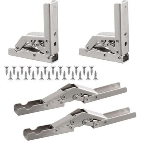 équerre Pliante Robuste, 4PCS Support Console Pliable, Supports D' étagères Pliants Charge, Lourds Support Console Pliable Rétractable Equerre Etagere Pour Plateaux de Table Table Pliante