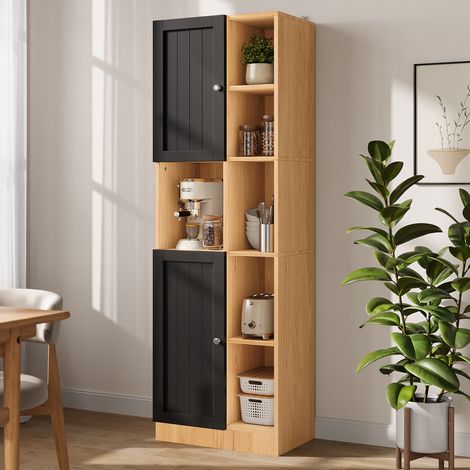 Mueble de cocina esquinero 50 x 35,5 x 170 cm, 6 nichos, 2 puertas, MDF, antracita HAVRYA (1/5)