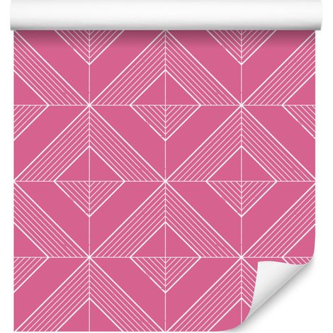 Papel pintado geométrico con rombos, rosa empolvado, parte inferior rosa empolvado, 50x1000 cm (1/5)