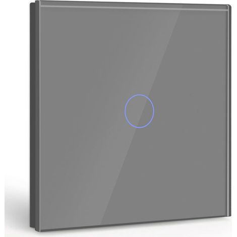 Interruttore a sfioramento a posizione singola, interruttore della luce bianca con indicatore LED, - non è necessario il filo neutro, grigio (1/5)