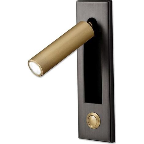 Lampe LED pour chambre à coucher - Idéale pour les maisons et les hôtels, rotative à 360°, pliable à 92°, tête ronde, couleur cuivre, lumière chaude (1/5)