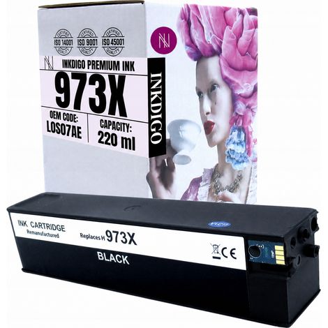 Tinta Inkdigo 973XL compatible con HP PageWidePro452dn y PageWidePro477dwt. Certificación TÜV. (1/4)
