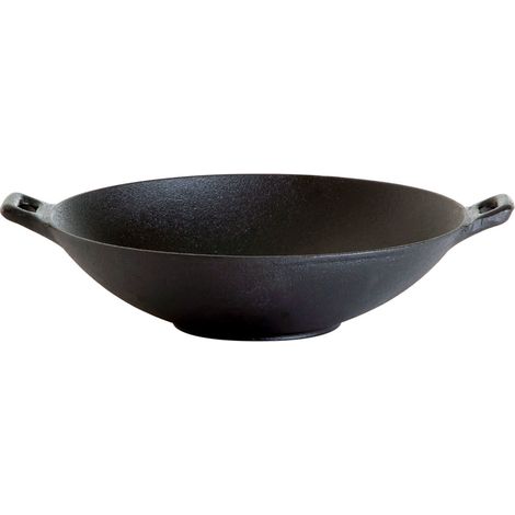 Gusseisenkuss® Gusseisenwok mit 2 Griffen Ø 30 cm Gusspfanne Gusseisen Wok