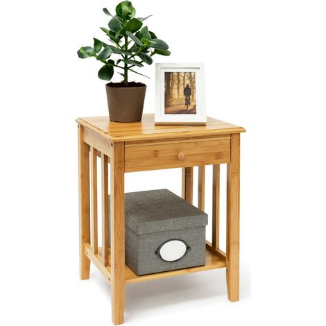 Bamboo side table with drawer