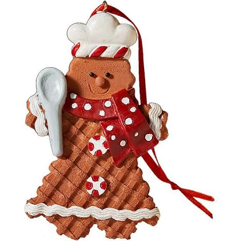 Décorations de Noël en forme de bonhomme en pain d'épice, décorations à suspendre au sapin de Noël, fournitures pour la décoration de fête-11X6.5X1CM-Brown (1/2)