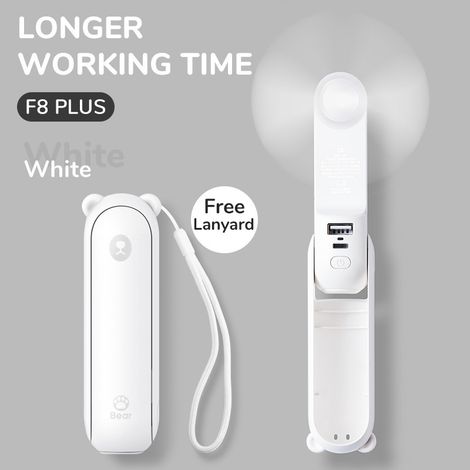 Ventilatore portatile con batteria di backup da 4500 mAh, autonomia massima di 46 ore, ventilatore portatile a batteria o ventilatore personale pieghevole alimentato tramite USB - Bianco