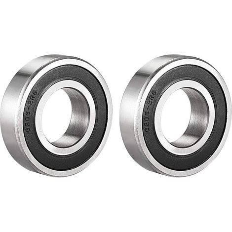 Lot de 2 roulements à billes 6206-2RS scellés, 30 x 62 x 16 mm, pré-lubrifiés, double joint en acier chromé, roulement à billes rainuré 6206RS