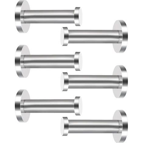 Ensemble de 6 patères murales cylindriques en acier inoxydable - 7,5 cm (1/5)