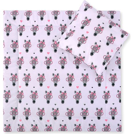 Ropa de cama para cochecito con edredón y relleno de almohada - Cebras Rosas