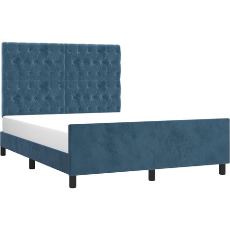 Estructura de cama sin colchón terciopelo azul oscuro 140x200cm vidaXL (1/4)