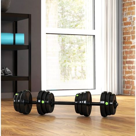 Set de mancuernas ajustables 105x20x20 cm, plástico y metal negro, 2 en 1 – MEUBLIV (1/5)