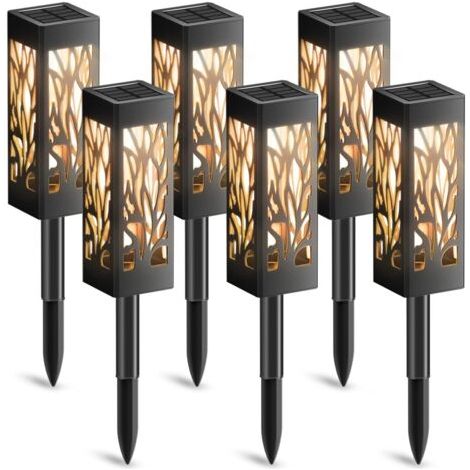 royaluxe-Lampe solaire extérieure jardin 6 pièces – Lumière blanche chaude – IP65 étanche – Décoration pour cour, pelouse et paysage (1/5)
