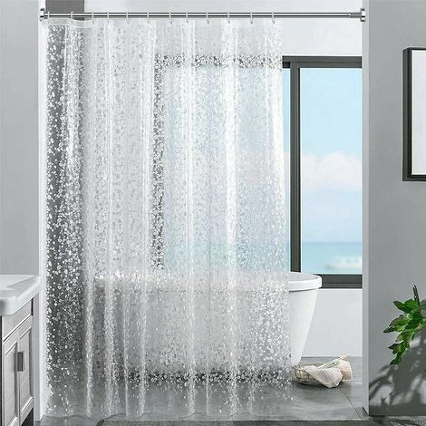 Rideaux de douche Motif pierre 3D Rideau de douche transparent 100 % EVA Matériau imperméable anti-moisissure, 180 x 200 cm avec 12 anneaux Rideau de bain pour salle de bain, épaisseur 0,20 mm (1/5)