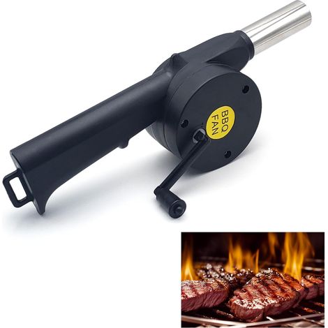 Ventilateur manuel à manivelle pour barbecue - Souffleur portable pour grillades en plein air - Outil de cuisson sur charbon - Idéal pour le camping et le pique-nique