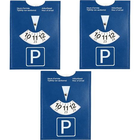 3 x Blue Faux Leather Parking Time Discs, 10 x 13.5 cm, for Cars, Motorcycles, Scooters, Campers, Quads (1/5)