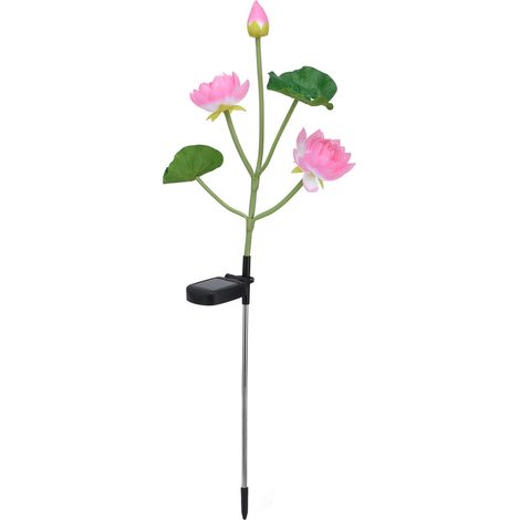 Lampe solaire en forme de fleur, rose, LED étanche IP65 avec prise de terre pour jardin, terrasse ou cour (1/5)