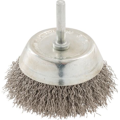 Spazzola rotante a tazza in acciaio inox alta resistenza per trapani elettrici Silverline-75 mm
