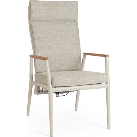 Sedia da giardino Fellini Bolzano, beige, in alluminio, allungabile (1/5)
