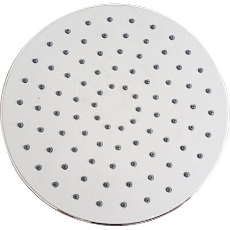 [Cabezal de ducha] [Accesorios de ducha] Cabezal de ducha redondo de 9 pulgadas tipo lluvia, G1/2, alta presión, ABS, plateado, ultrafino, con rótula giratoria, 1 pieza, sin manguera. (1/5)