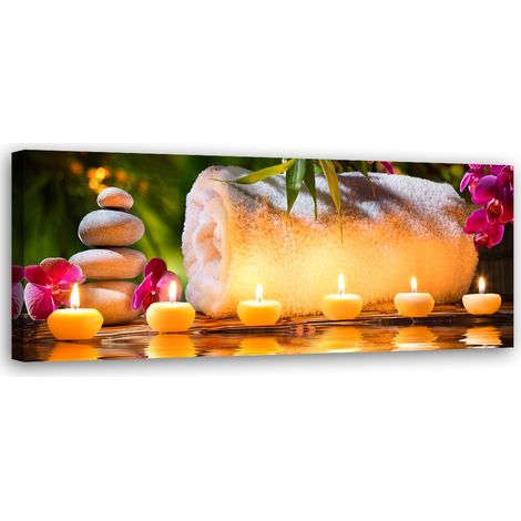 Tableau sur toile Bougie en pierre 90x30 (1/5)