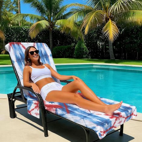 Housse de chaise de plage en microfibre avec poche, Pour détente au bord de la piscine, motif océan 3D, pour piscine, jardin et plage(Style32-75x210cm) (1/4)