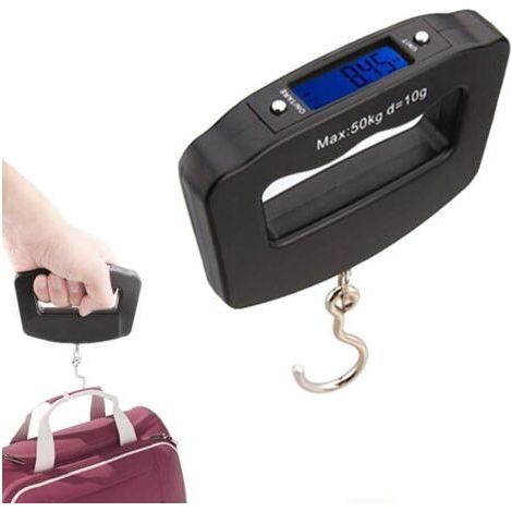 Mini Balance de Bagage Portable Balance numérique Balance Steelyard 110lb / 50kg avec pêche Suspendu Crochet Tare Fonction écran LCD rétro éclairé pour la Maison Ferme Chasse en Plein air (1/5)