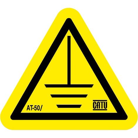signalisation autocollante - triangle 25 mm - pictogramme terre - lot de 1 - catu at-50/025