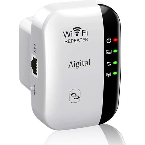WLAN-Extender/Repeater (300 Mbit/s, Ethernet-Anschluss, WPS, AP-Modus, kompaktes Design, schaltbare LED, kompatibel mit allen WLAN-Geräten), weiß (1/5)