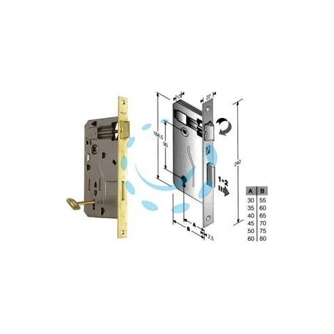 SERRATURA A BUSSOLA PATENT RIDOTTA DA INFILARE BORDO QUADRO OTTONATO - mm.40 (480400401C)