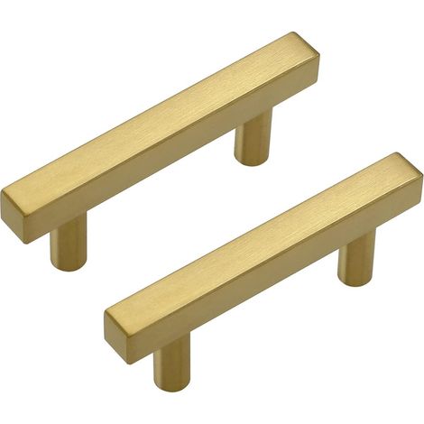 Lot de 10 poignées de porte de cuisine dorées de 64 mm, poignées en acier inoxydable pour armoires, salles de bains et meubles modernes. (1/5)