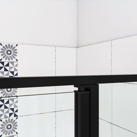 Aica Sanitaire – Porte de douche pivotante 120x185cm – Verre anticalcaire 6mm – Profilé aluminium noir mat – Installation en niche – Accès réversible