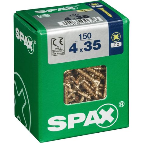 Set di 150 viti in acciaio a testa svasata pozidriv SPAX, Diam.4 mm x L.35 mm SPAX (1/5)