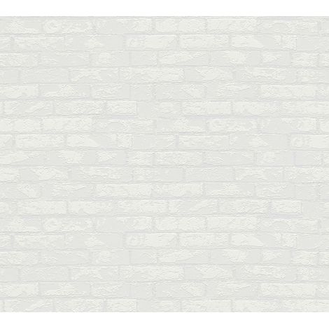 Papier peint blanc imitation mur en briques Tapisserie 25 x 1,06 m aspect pierre Papier peint tendance à peindre idéal pour couloir (1/4)