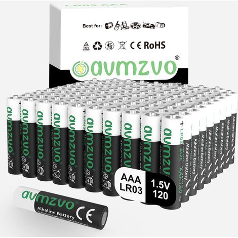 Piles AAA Lot de 120, Pile LR03 1,5 V, Longue durée, puissantes, alcalines, Peuvent être utilisées pour Les Jouets, Les réveils et Autres appareils électroniques (1/5)
