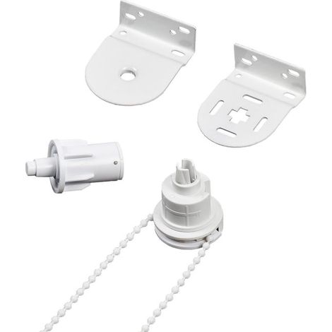Kit di riparazione per tende a rullo, catenelle con perline, componenti per tende, con staffa a parete, per tubi di tende a rullo di 32 mm di diametro, include catenella con perline da 3 metri (1/5)
