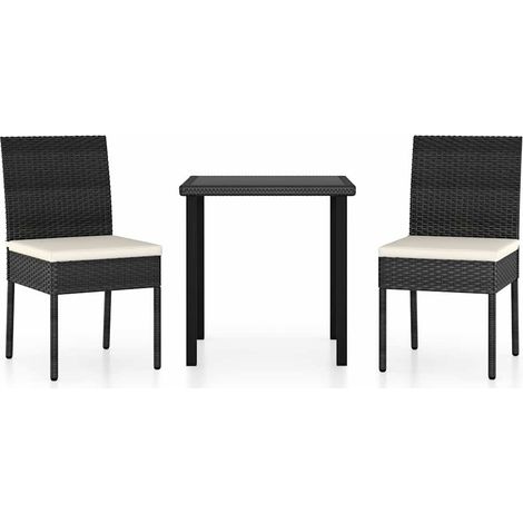 Maison Exclusive - 3-tlg. Garten-Essgruppe Poly Rattan Schwarz (1/5)