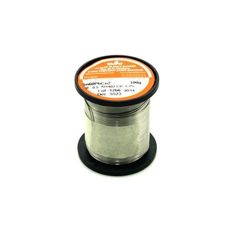 Bobine de trimétal en étain 100gr 0,5mm. 60/38/2 Mbo 121402