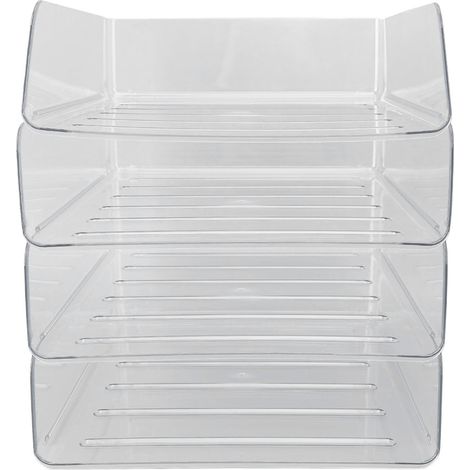 Lot de 4 bacs à courriers empilables transparents épaissis multifonctions pour papier A4 bureau maison (1/5)