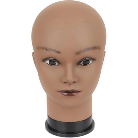 Tête de Mannequin Chauve for Femme Afro, for la Fabrication de Perruques, Chapeaux, Lunettes, présentoirs, cosmétologie, Maquillage, Coiffure(Afro Head Pins Clamp) (1/5)
