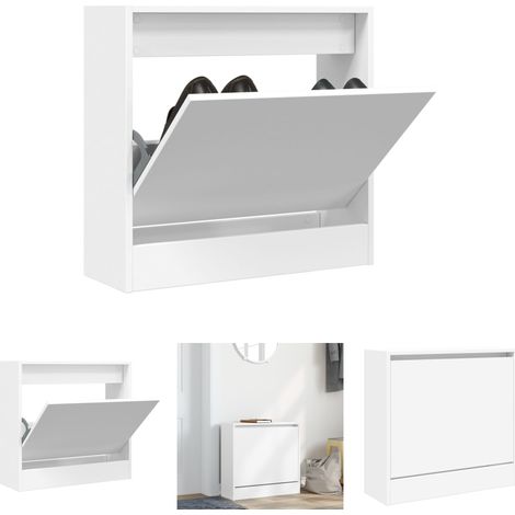The Living Store Schuhschrank Weiß 60x21x57 cm Holzwerkstoff - Schuhregale & -schränke (1/5)