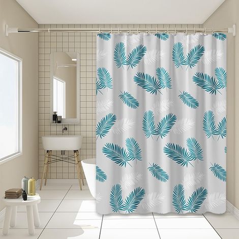 Cortina de ducha impermeable, cortina de ducha de PEVA con efecto pluma, diseño moderno semitransparente, cortina de ducha verde (150 x 180 cm) (1/4)